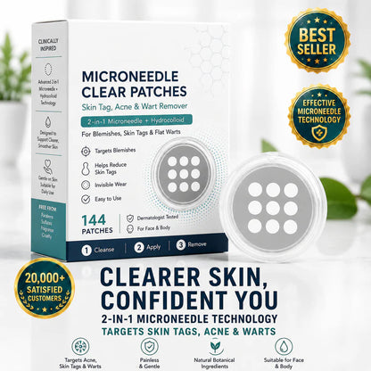 ✨Keepfity® 2-in-1 Microneedle & Hydrocolloid Patch🍀| Removes Raised Moles, Acne, Flat Warts & Skin Tags | Helps Improve Wrinkles, Scars & Blemishes | Invisible Patches for Face & Body